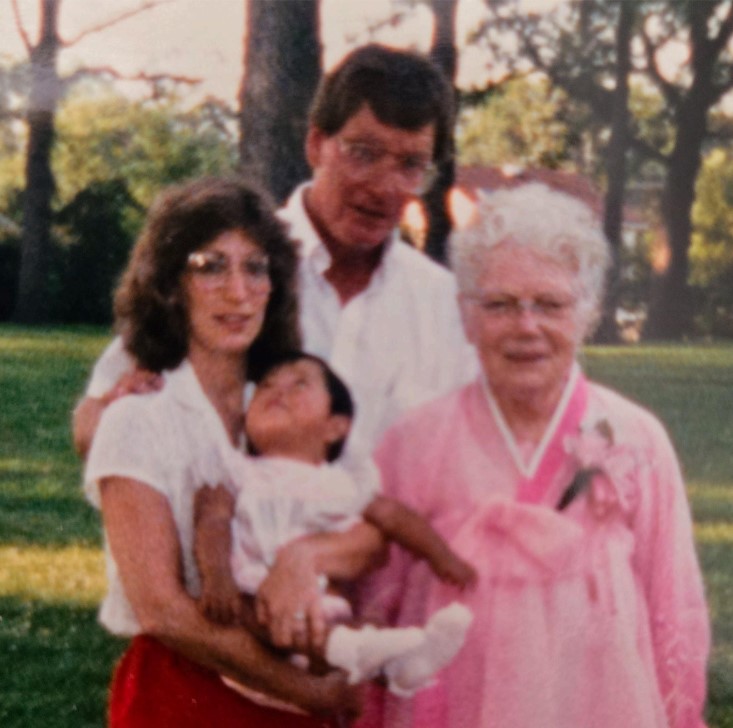 Bonus pic: Here’s Paul and I with baby Gina meeting Grandma Holt in person!